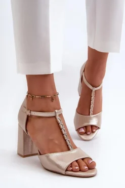 Damskie Buty damskie Vinceza Sandały Na Obcasie Z Cyrkoniami Złote Aniya