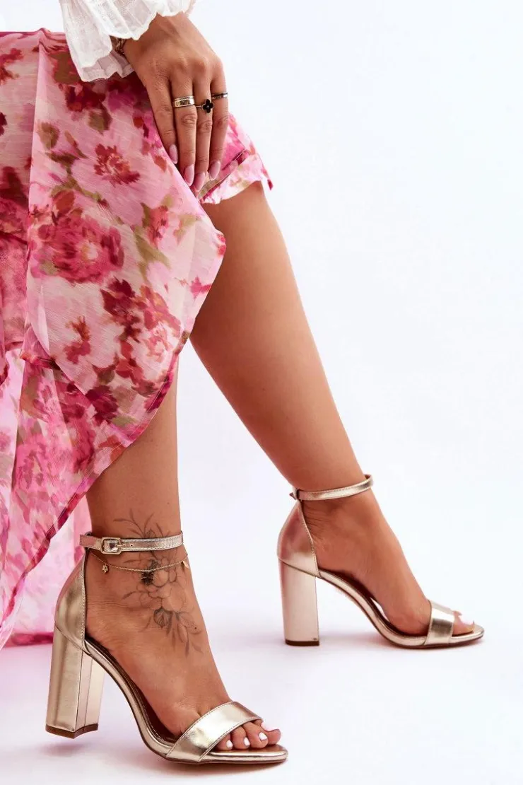 Boto Sandały Na Obcasie*Sandały Na Obcasie Złote Individual