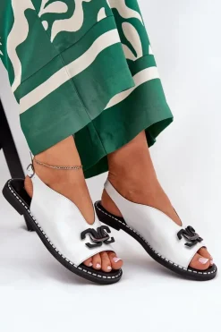 Clearance Boto Sandały Na Płaskim Obcasie Z Ozdobą Eko Skóra Srebrne Tillireta Srebrny