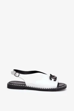 Clearance Boto Sandały Na Płaskim Obcasie Z Ozdobą Eko Skóra Srebrne Tillireta Srebrny