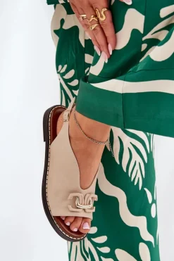 Boto Sandały Płaskie*Sandały Na Płaskim Obcasie Z Ozdobą Eko Skóra Beżowe Tillireta Beżowy