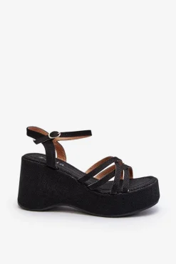 Boto Sandały Na Koturnie*Sandały Na Platformie I Koturnie Czarne Oporia