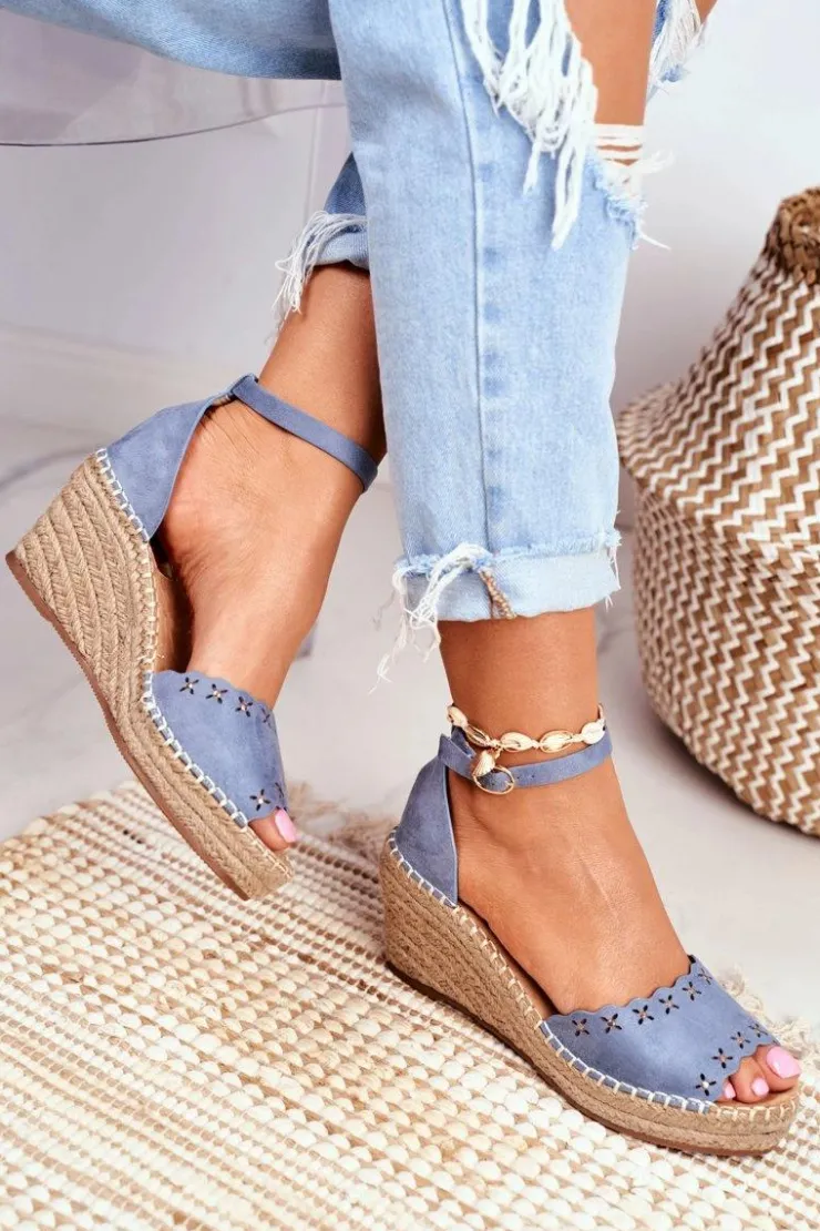 Evento Sandały Na Koturnie*Sandały Na Plecionej Koturnie Niebieskie Sagittarius