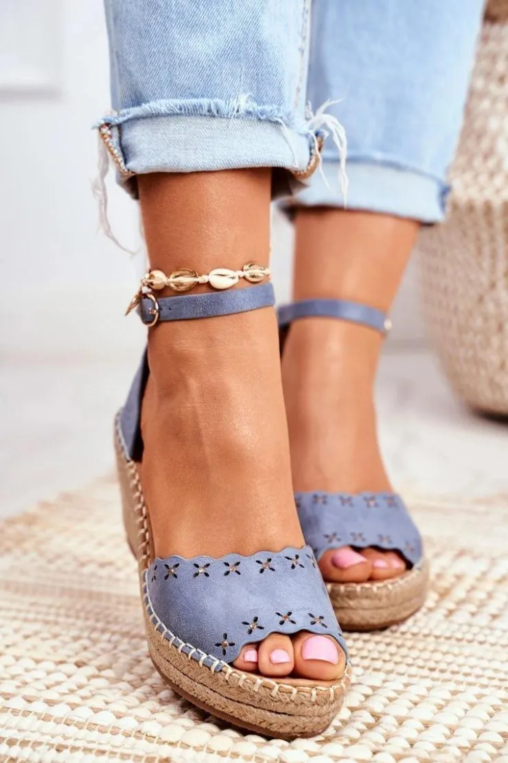 Evento Sandały Na Koturnie*Sandały Na Plecionej Koturnie Niebieskie Sagittarius