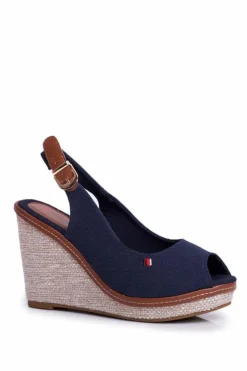 Best Boto Sandały Na Plecionej Koturnie Granatowe Tommy