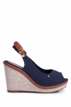 Best Boto Sandały Na Plecionej Koturnie Granatowe Tommy