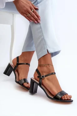 Evento Sandały Na Słupku|Sandały Na Obcasie*Sandały Na Słupku Czarne Glindra Czarny