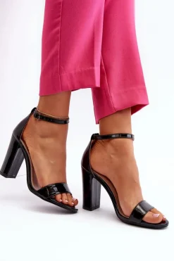 Damskie Boto Sandały Na Słupku Czarne Thakko