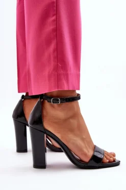 Damskie Boto Sandały Na Słupku Czarne Thakko