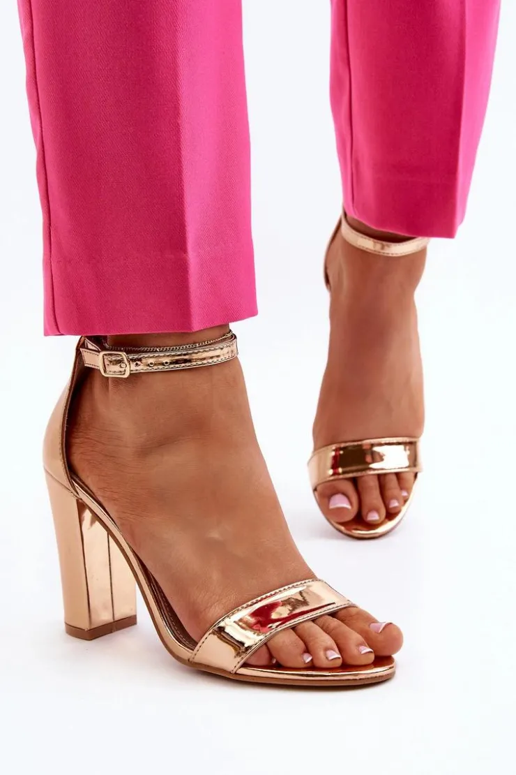 Boto Sandały Na Obcasie*Sandały Na Słupku Różowe Złoto Thakko