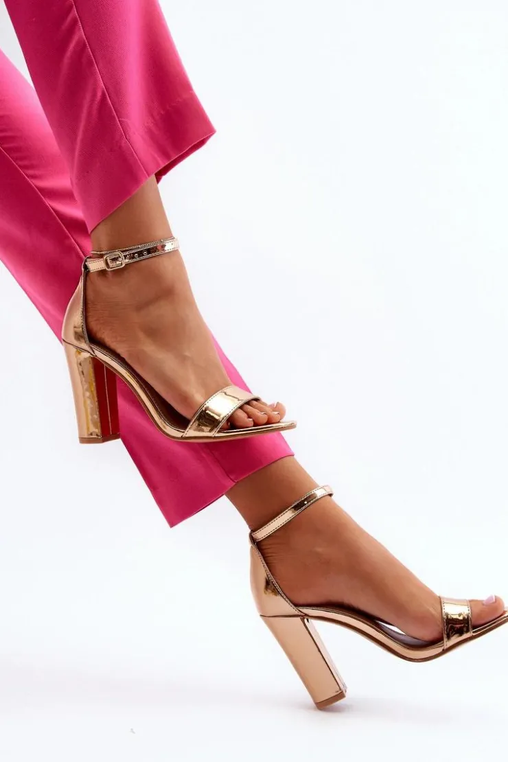 Boto Sandały Na Obcasie*Sandały Na Słupku Różowe Złoto Thakko