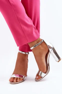 Online Boto Sandały Na Słupku Srebrne Thakko