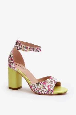 Boto Sandały Na Obcasie*Sandały Na Słupku W Kwiaty Żółte Vitamella