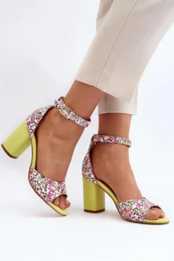 Boto Sandały Na Obcasie*Sandały Na Słupku W Kwiaty Żółte Vitamella
