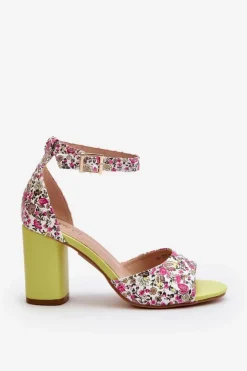 Boto Sandały Na Obcasie*Sandały Na Słupku W Kwiaty Żółte Vitamella