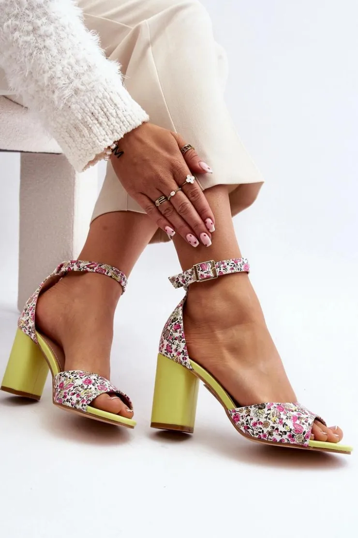 Boto Sandały Na Obcasie*Sandały Na Słupku W Kwiaty Żółte Vitamella