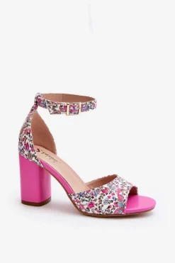 Boto Sandały Na Obcasie*Sandały Na Słupku W Kwiaty Fuksja Vitamella