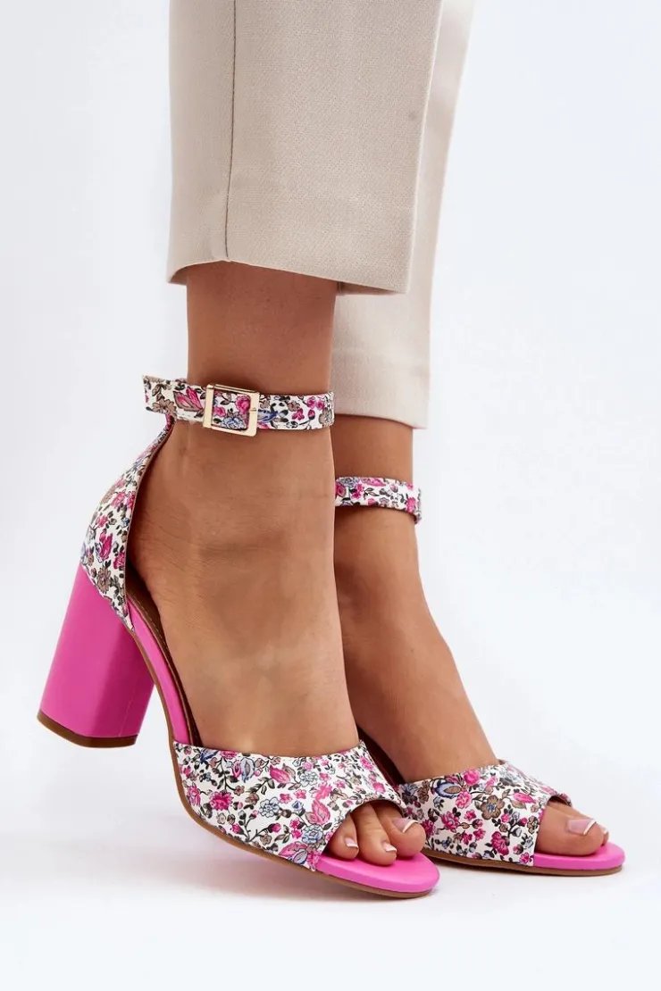 Boto Sandały Na Obcasie*Sandały Na Słupku W Kwiaty Fuksja Vitamella