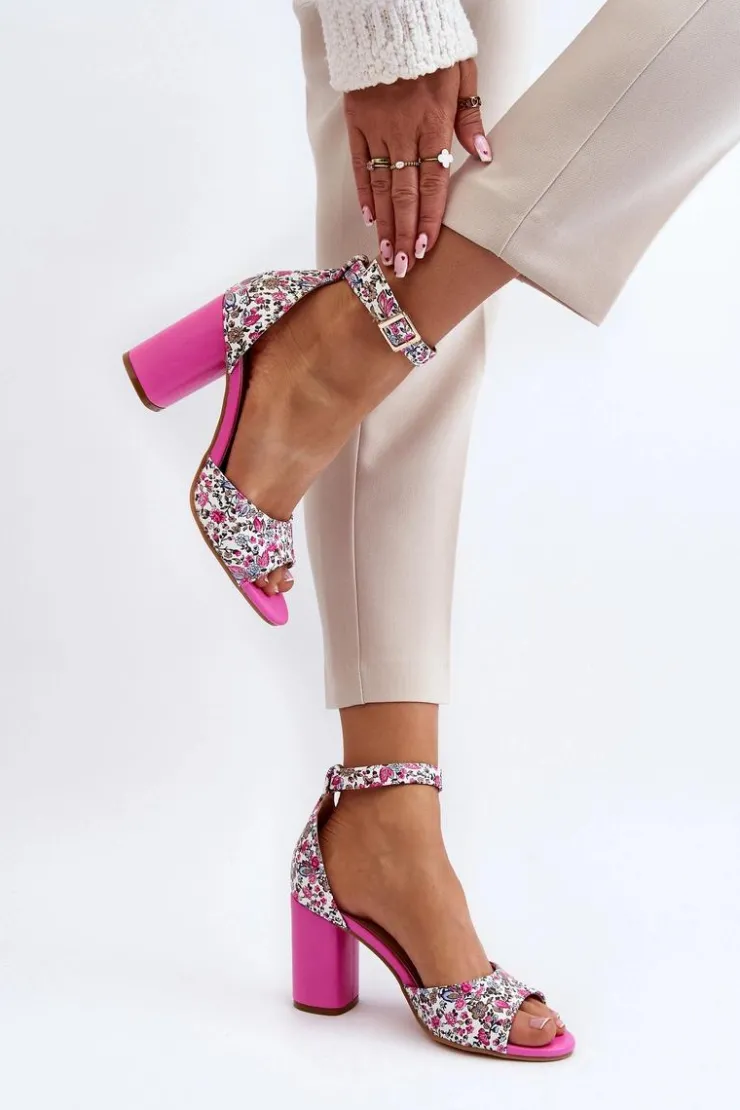 Boto Sandały Na Obcasie*Sandały Na Słupku W Kwiaty Fuksja Vitamella
