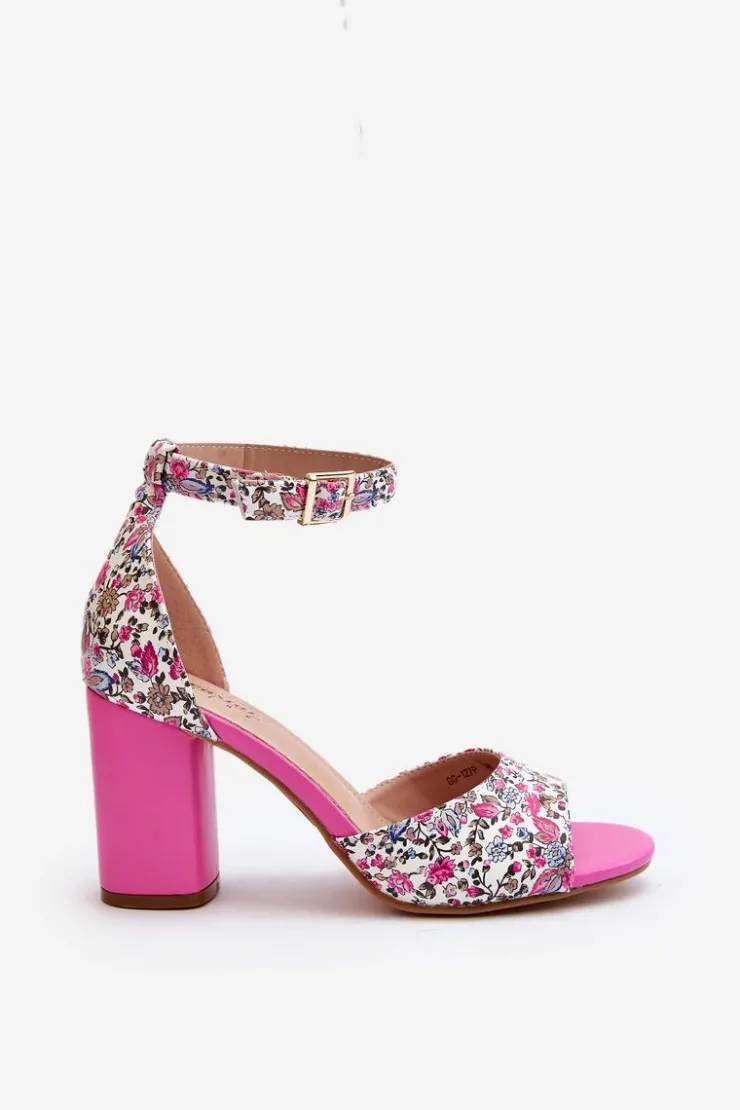 Boto Sandały Na Obcasie*Sandały Na Słupku W Kwiaty Fuksja Vitamella
