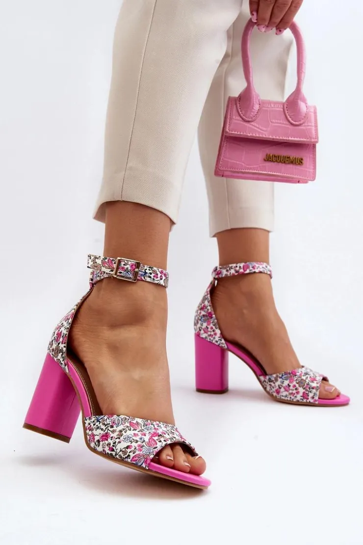 Boto Sandały Na Obcasie*Sandały Na Słupku W Kwiaty Fuksja Vitamella