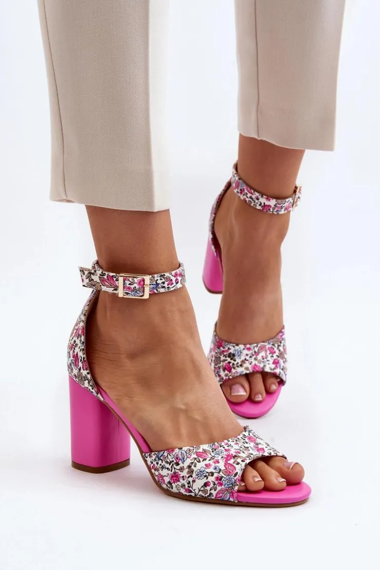 Boto Sandały Na Obcasie*Sandały Na Słupku W Kwiaty Fuksja Vitamella
