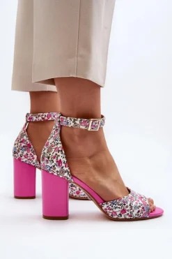 Boto Sandały Na Obcasie*Sandały Na Słupku W Kwiaty Fuksja Vitamella