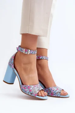 Clearance Boto Sandały Na Słupku W Kwiaty Niebieskie Vitamella