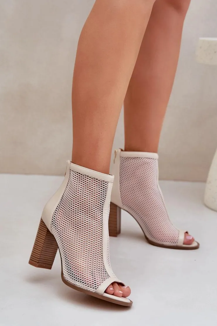 Boto Sandały Na Słupku|Sandały Z Cholewką*Sandały Na Słupku Z Cholewką Beżowe Taniffia