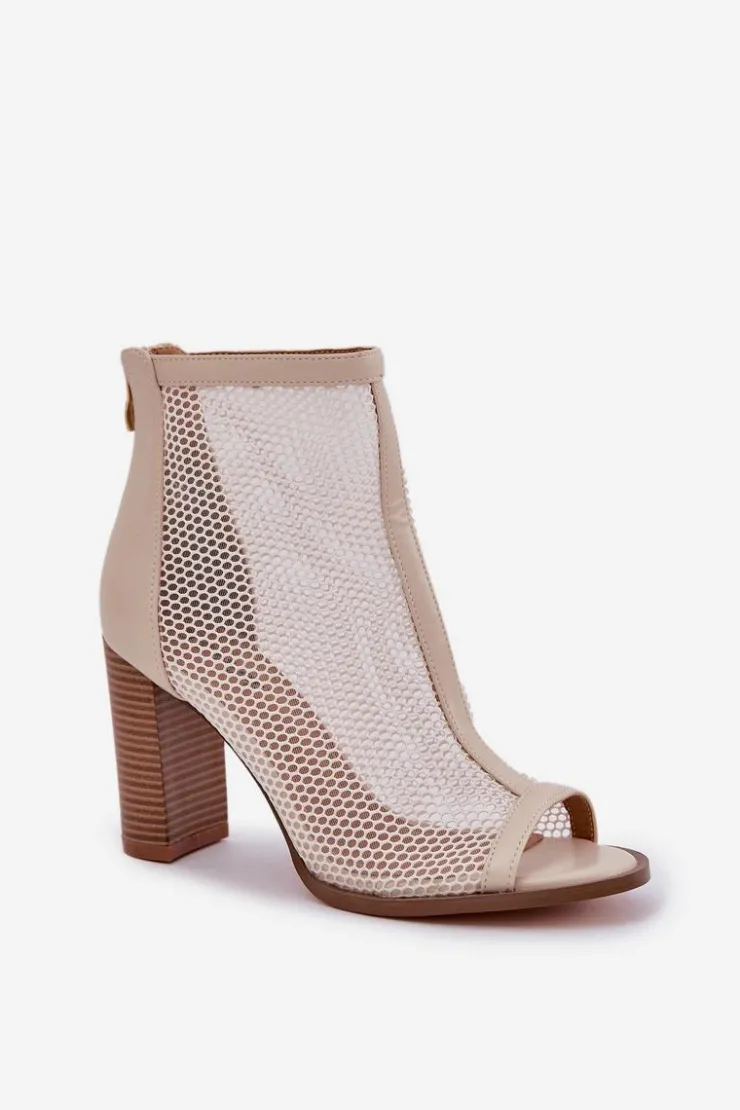 Boto Sandały Na Słupku|Sandały Z Cholewką*Sandały Na Słupku Z Cholewką Beżowe Taniffia