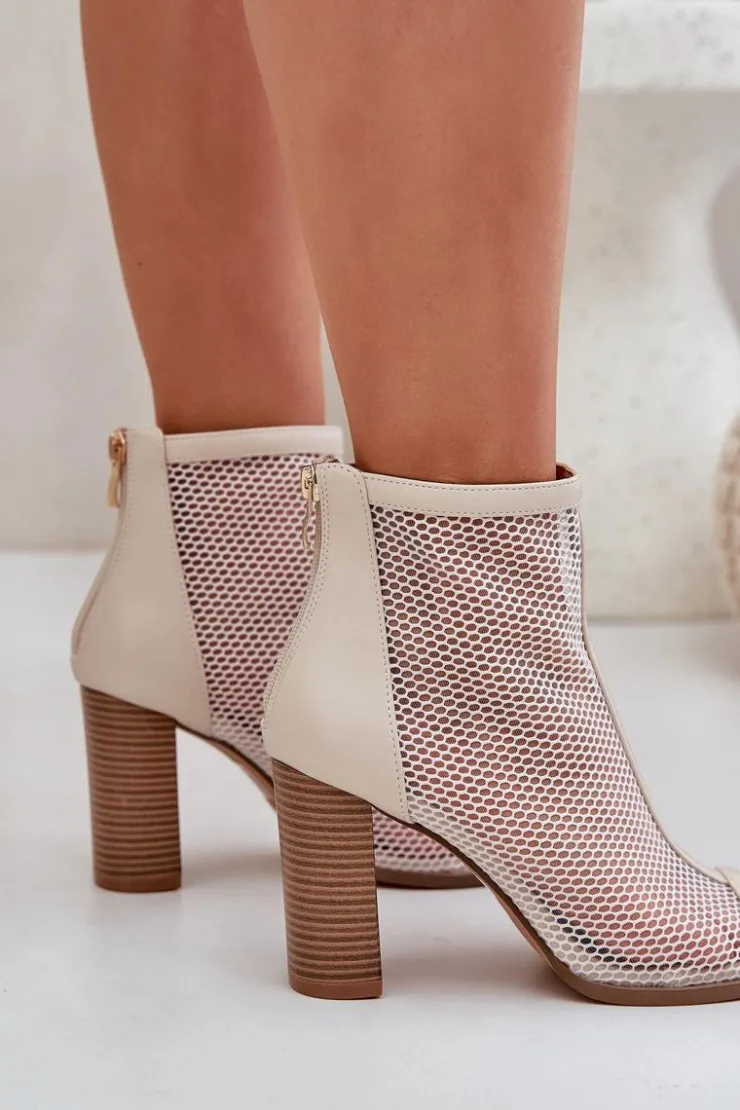 Boto Sandały Na Słupku|Sandały Z Cholewką*Sandały Na Słupku Z Cholewką Beżowe Taniffia