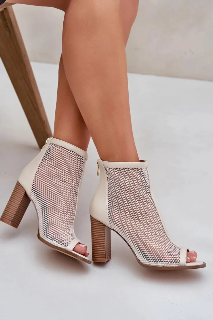 Boto Sandały Na Słupku|Sandały Z Cholewką*Sandały Na Słupku Z Cholewką Beżowe Taniffia