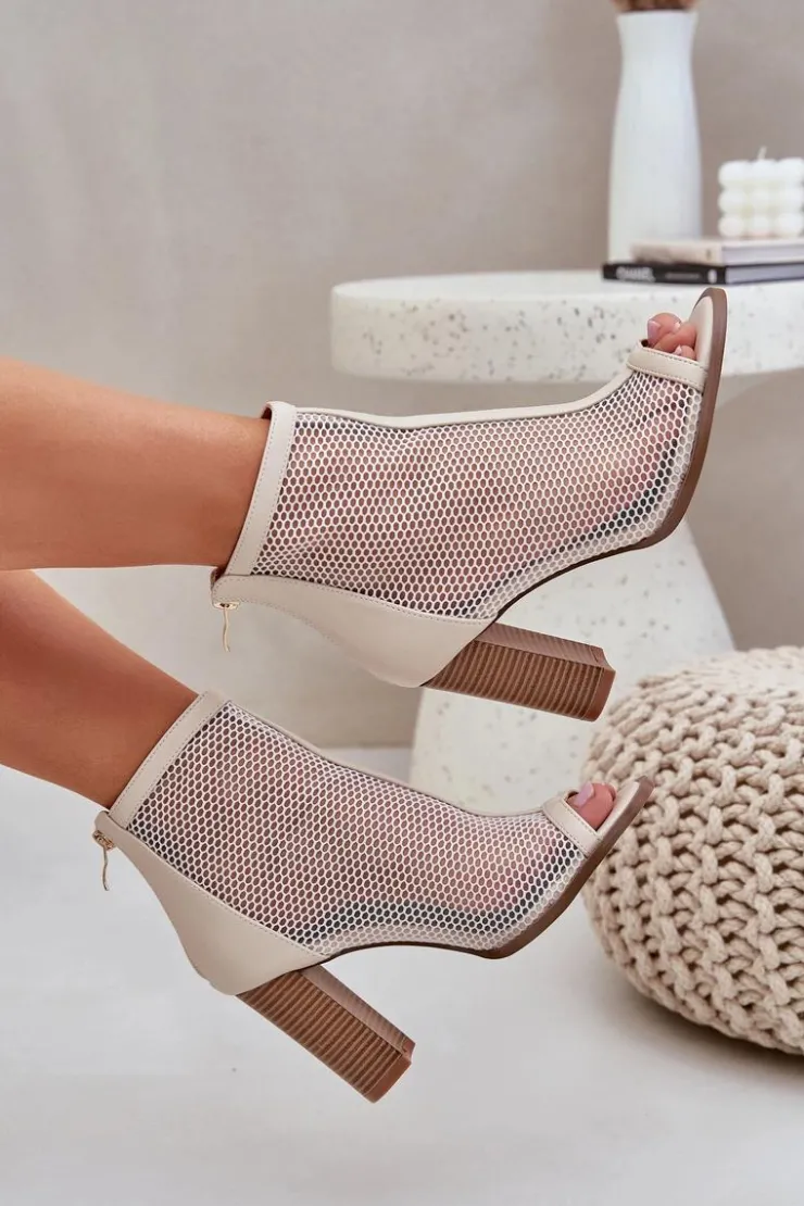 Boto Sandały Na Słupku|Sandały Z Cholewką*Sandały Na Słupku Z Cholewką Beżowe Taniffia