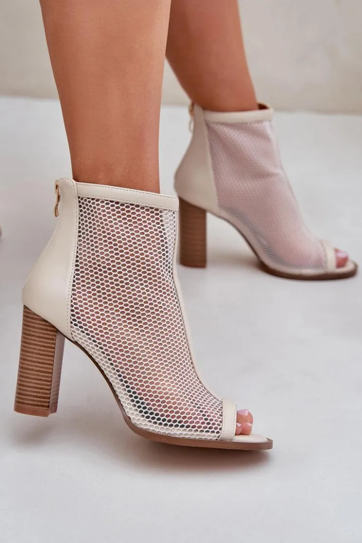 Boto Sandały Na Słupku|Sandały Z Cholewką*Sandały Na Słupku Z Cholewką Beżowe Taniffia