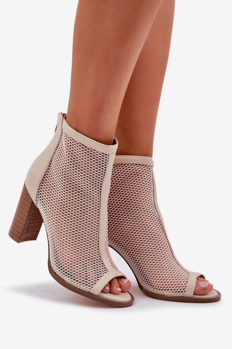Boto Sandały Na Słupku|Sandały Z Cholewką*Sandały Na Słupku Z Cholewką Beżowe Taniffia