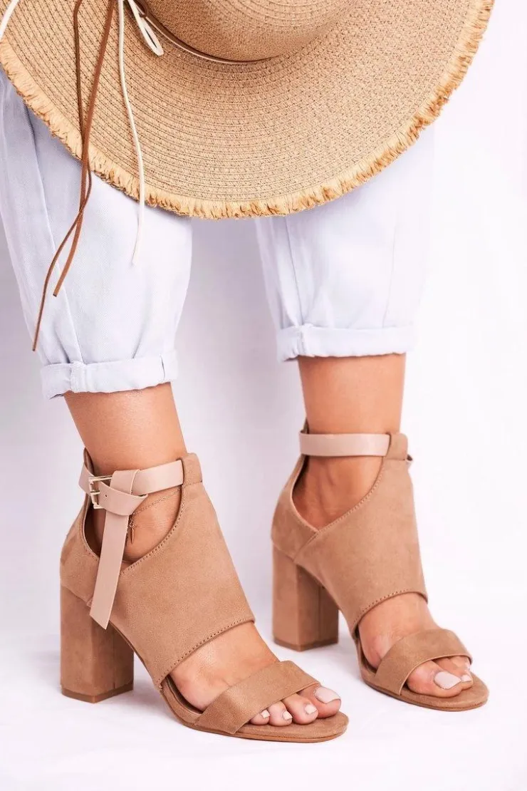 Damskie Buty damskie Vinceza Sandały Na Słupku Z Cholewką Vinceza 20-17054 Beżowe