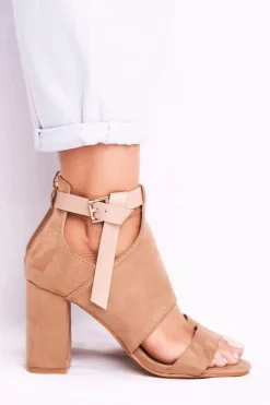 Damskie Buty damskie Vinceza Sandały Na Słupku Z Cholewką Vinceza 20-17054 Beżowe