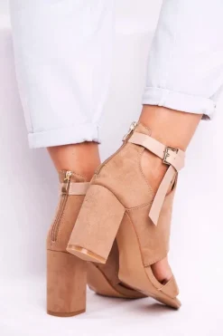 Damskie Buty damskie Vinceza Sandały Na Słupku Z Cholewką Vinceza 20-17054 Beżowe