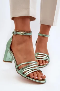 Evento Sandały Na Słupku|Sandały Na Obcasie*Sandały Na Słupku Z Paseczkami Zielone Enitia Zielony