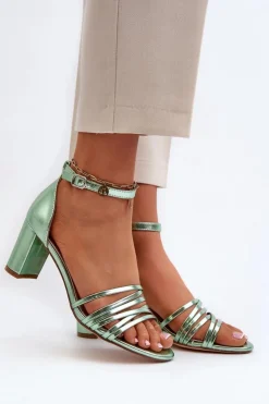 Evento Sandały Na Słupku|Sandały Na Obcasie*Sandały Na Słupku Z Paseczkami Zielone Enitia Zielony