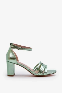 Evento Sandały Na Słupku|Sandały Na Obcasie*Sandały Na Słupku Z Paseczkami Zielone Enitia Zielony