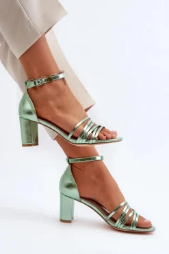 Evento Sandały Na Słupku|Sandały Na Obcasie*Sandały Na Słupku Z Paseczkami Zielone Enitia Zielony