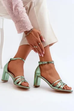 Evento Sandały Na Słupku|Sandały Na Obcasie*Sandały Na Słupku Z Paseczkami Zielone Enitia Zielony