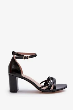 Clearance Evento Sandały Na Słupku Z Paseczkami Czarne Enitia Czarny