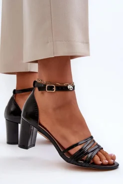 Clearance Evento Sandały Na Słupku Z Paseczkami Czarne Enitia Czarny