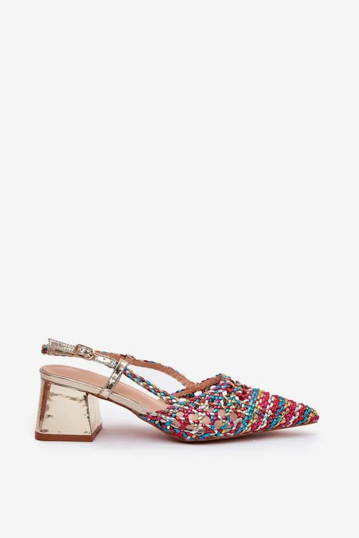 Best Boto Sandały Na Słupku Z Plecionką I Szpiczastymi Noskami Multikolor Resterri Wielokolorowy