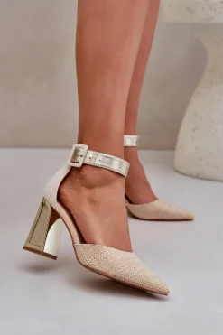 Boto Sandały Na Słupku|Sandały Na Obcasie*Sandały Na Słupku Ze Szpiczastymi Noskami Złote Gekkaria