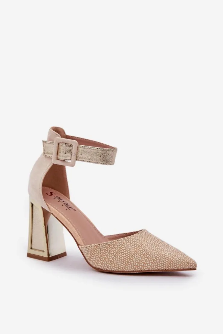 Boto Sandały Na Słupku|Sandały Na Obcasie*Sandały Na Słupku Ze Szpiczastymi Noskami Złote Gekkaria