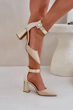 Boto Sandały Na Słupku|Sandały Na Obcasie*Sandały Na Słupku Ze Szpiczastymi Noskami Złote Gekkaria
