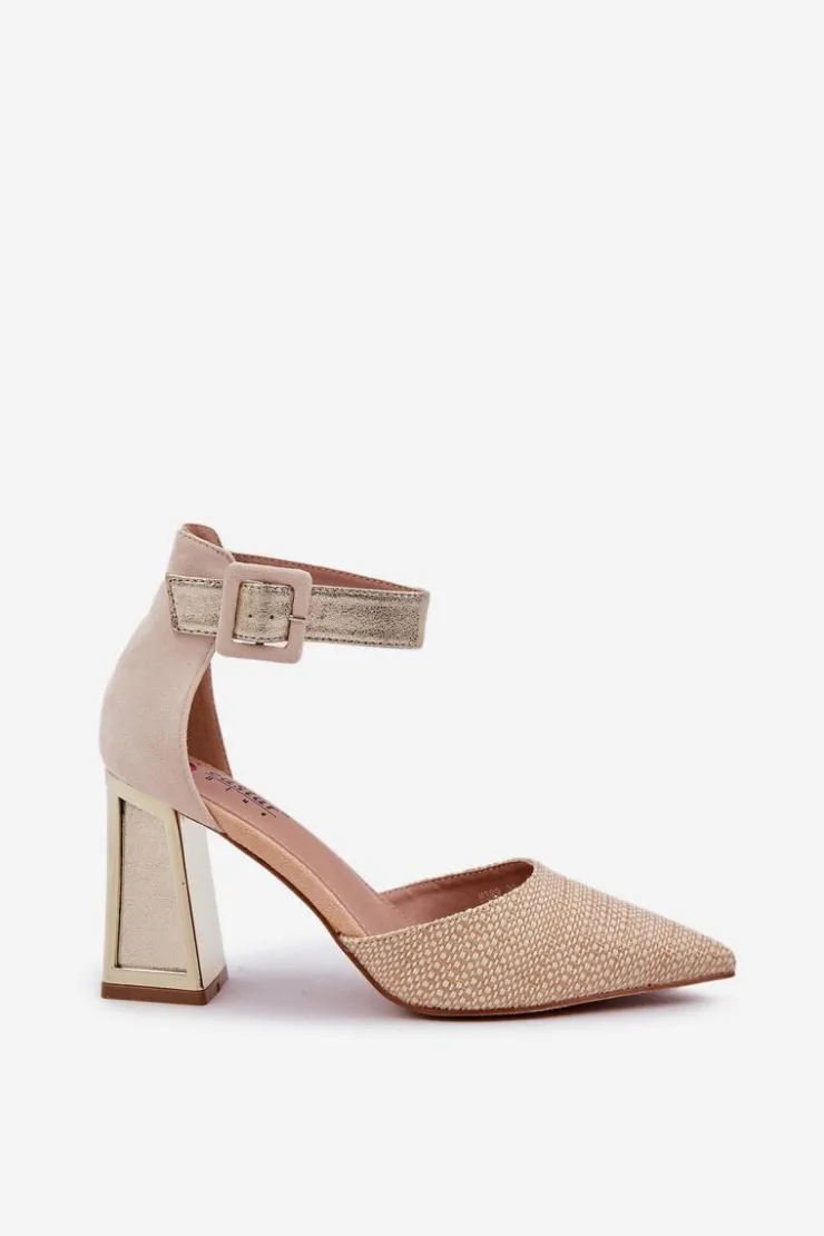 Boto Sandały Na Słupku|Sandały Na Obcasie*Sandały Na Słupku Ze Szpiczastymi Noskami Złote Gekkaria